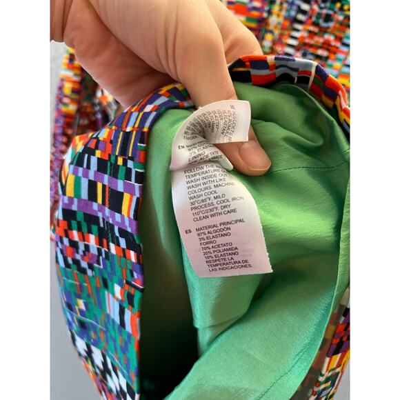 Marimekko Tirro Pixel Print Dress Sz 36 Colorful Abstract Scandinavian Dopamine - Picture 6 of 10